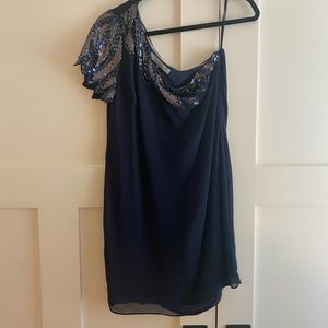 Karlie Sequin one shoulder navy dress size M